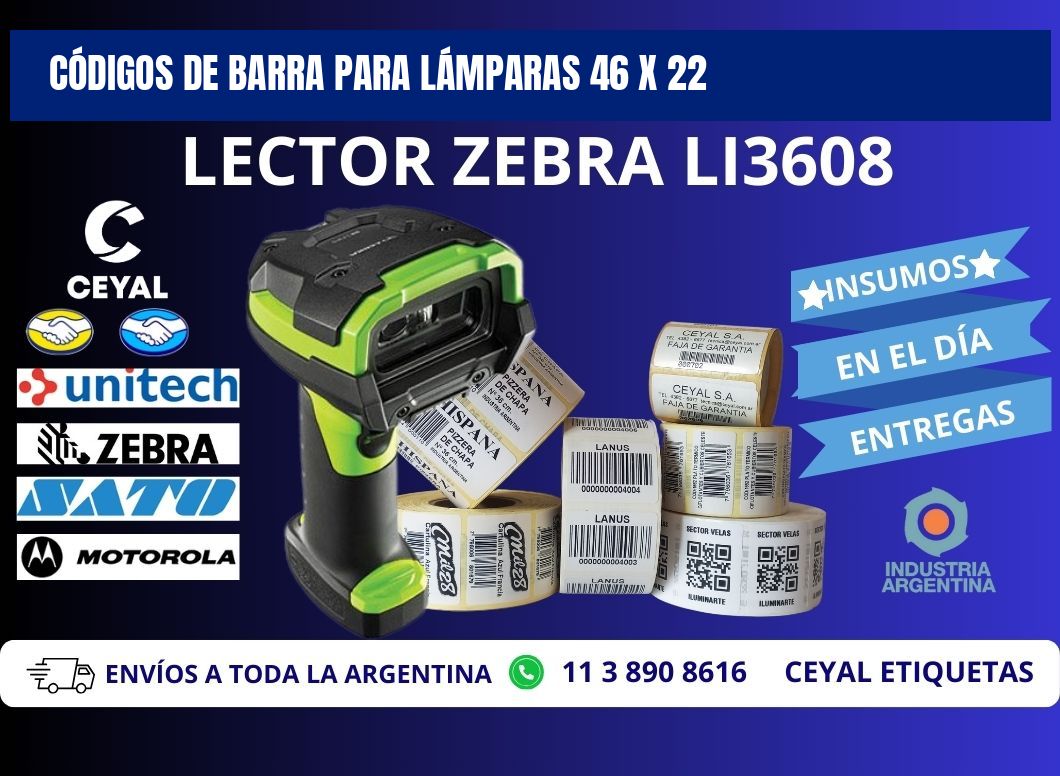 CÓDIGOS DE BARRA PARA LÁMPARAS 46 x 22