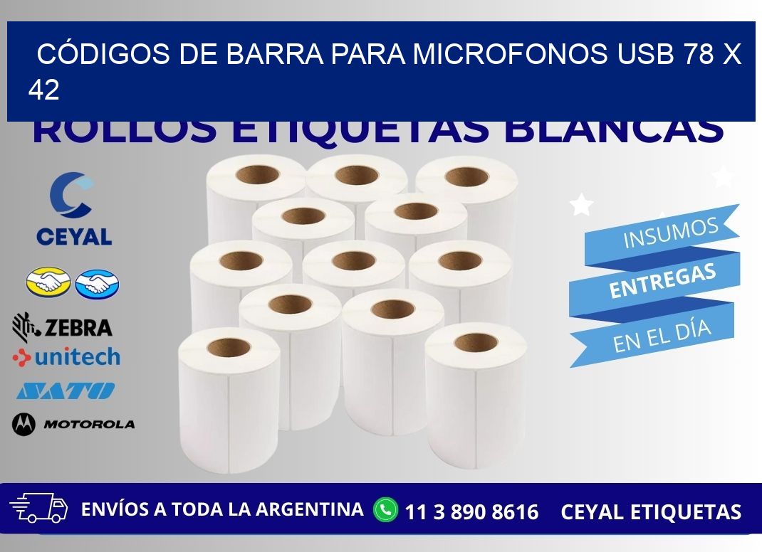 CÓDIGOS DE BARRA PARA MICROFONOS USB 78 x 42