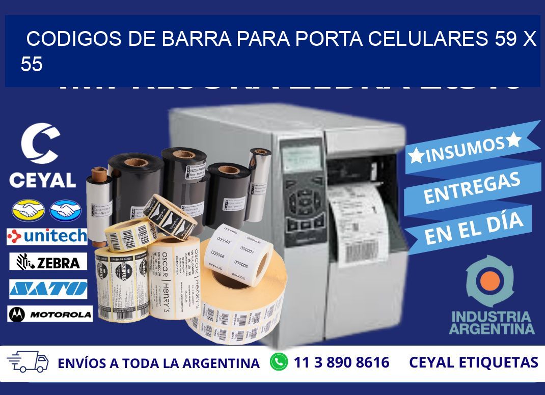 CODIGOS DE BARRA PARA PORTA CELULARES 59 x 55