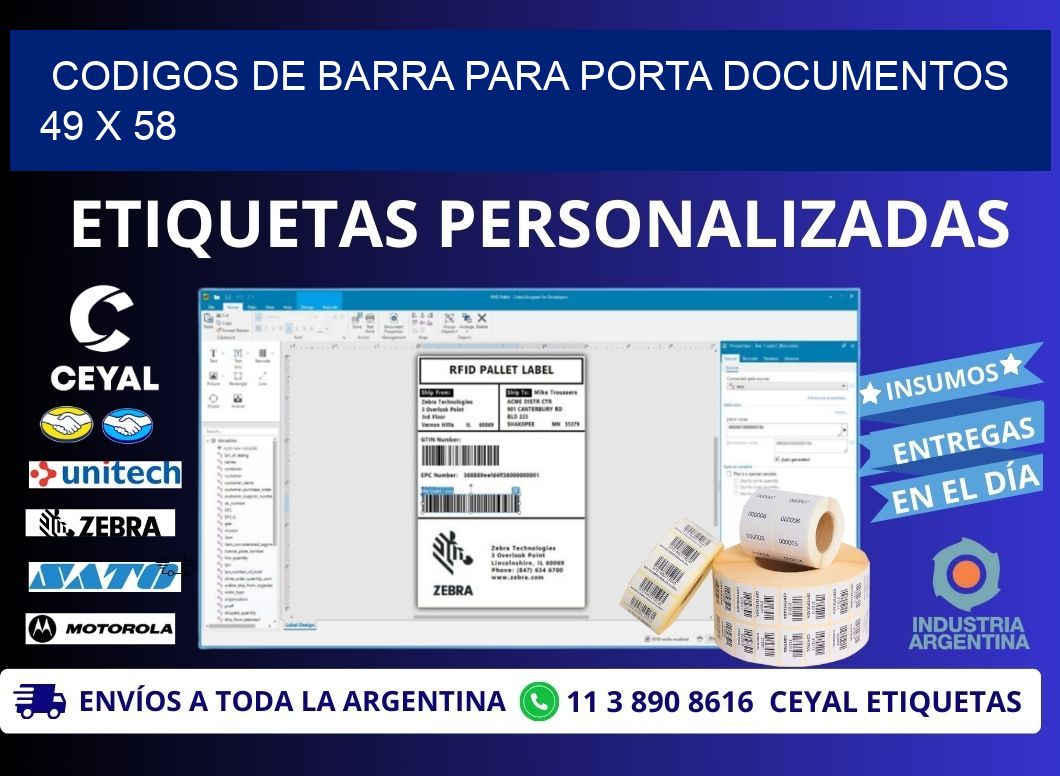 CODIGOS DE BARRA PARA PORTA DOCUMENTOS 49 x 58