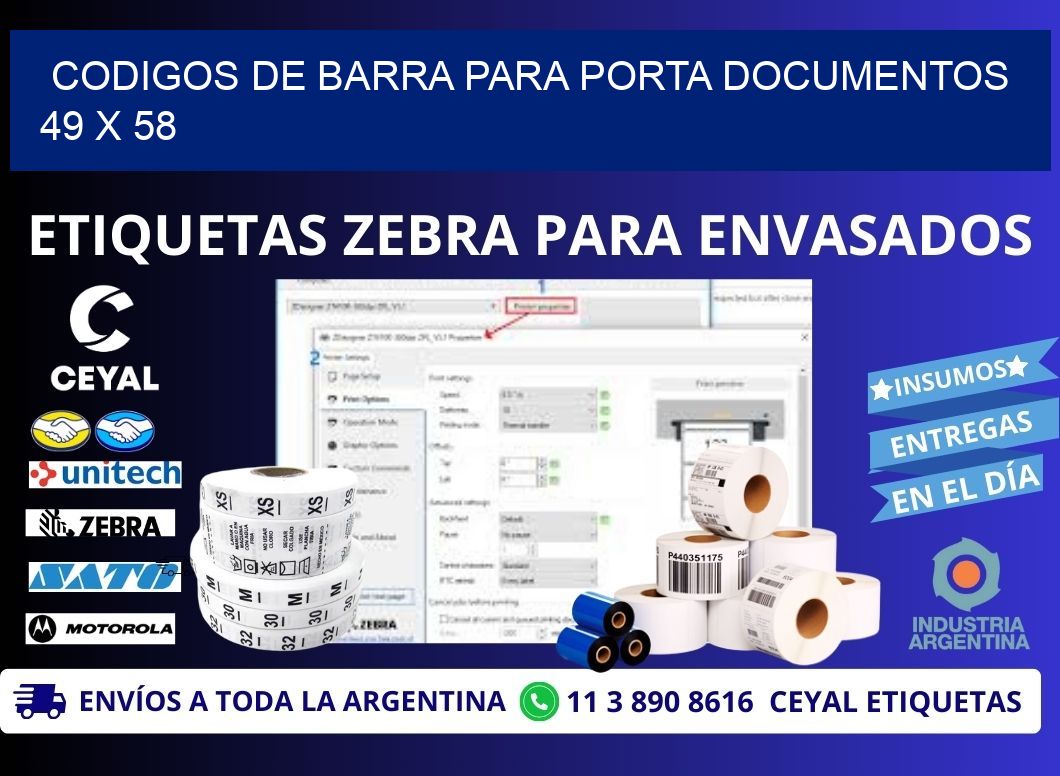 CODIGOS DE BARRA PARA PORTA DOCUMENTOS 49 x 58