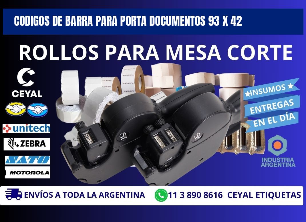 CODIGOS DE BARRA PARA PORTA DOCUMENTOS 93 x 42