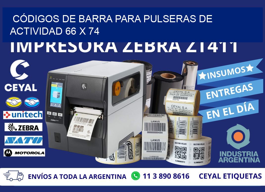 CÓDIGOS DE BARRA PARA PULSERAS DE ACTIVIDAD 66 x 74