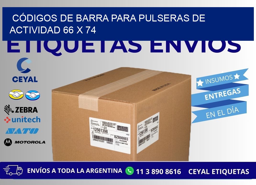 CÓDIGOS DE BARRA PARA PULSERAS DE ACTIVIDAD 66 x 74