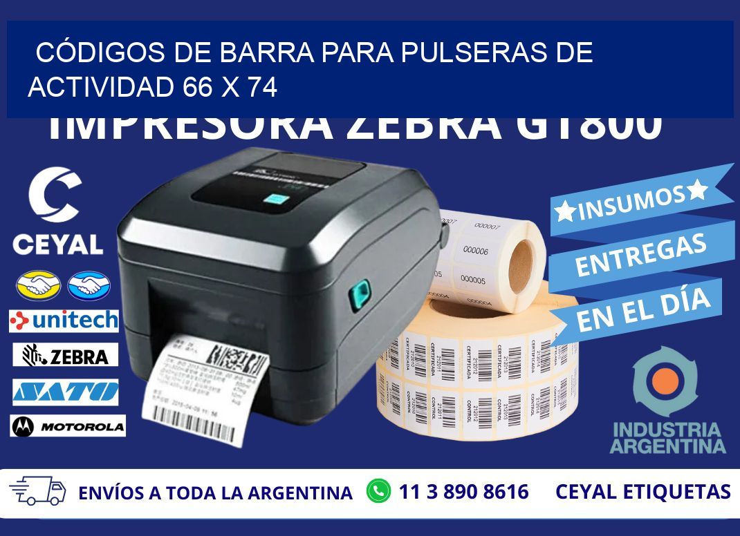 CÓDIGOS DE BARRA PARA PULSERAS DE ACTIVIDAD 66 x 74