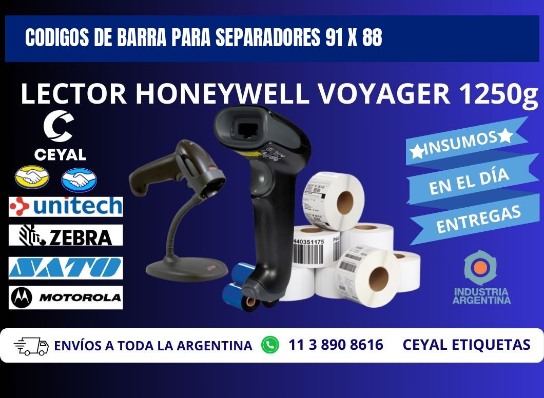 CODIGOS DE BARRA PARA SEPARADORES 91 x 88