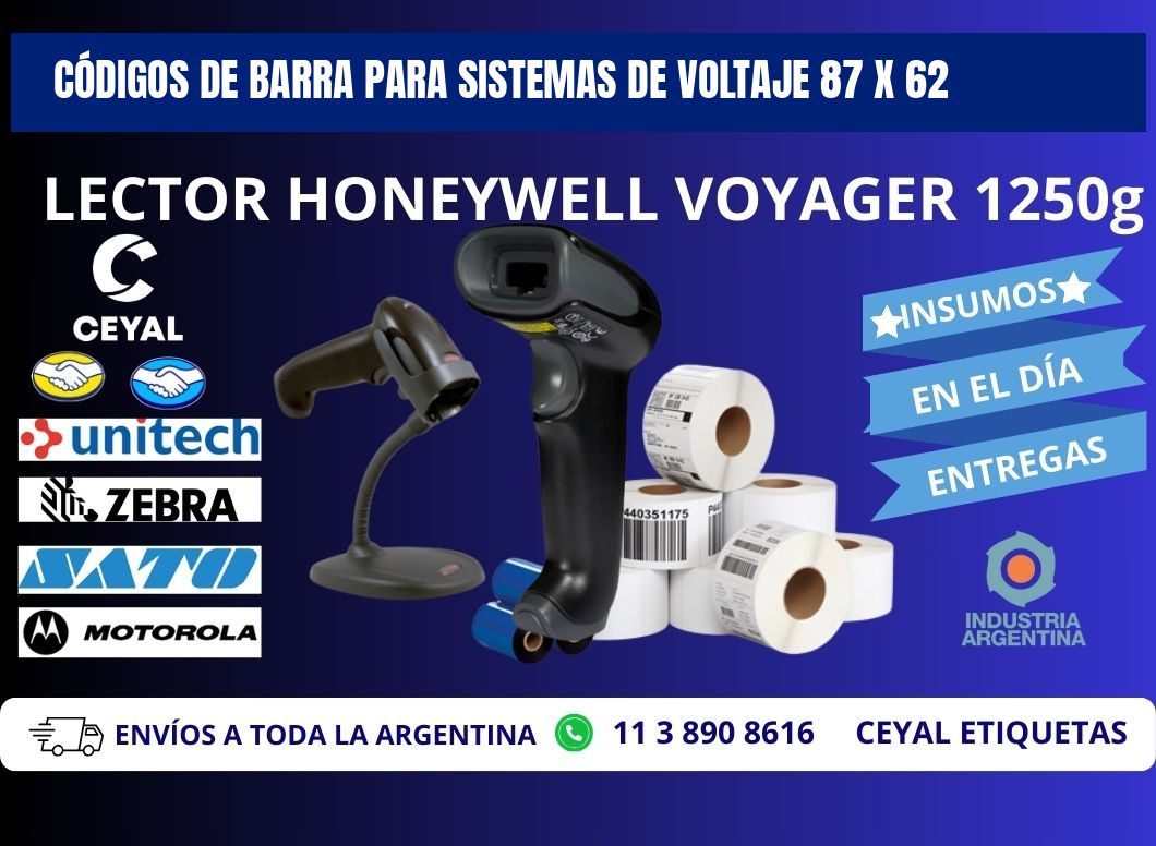 CÓDIGOS DE BARRA PARA SISTEMAS DE VOLTAJE 87 x 62