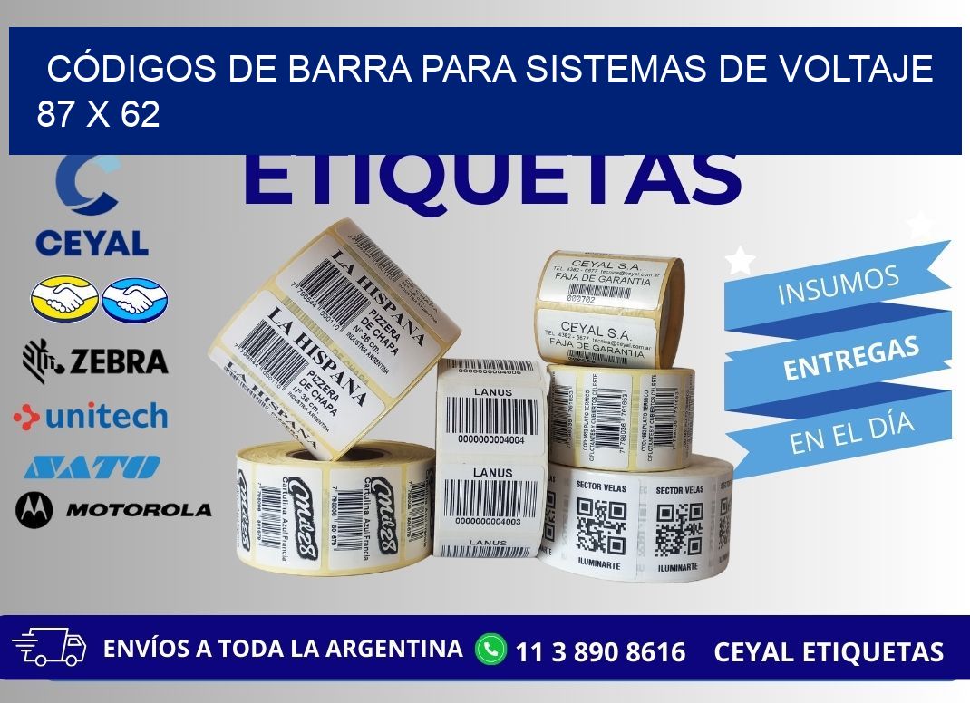 CÓDIGOS DE BARRA PARA SISTEMAS DE VOLTAJE 87 x 62
