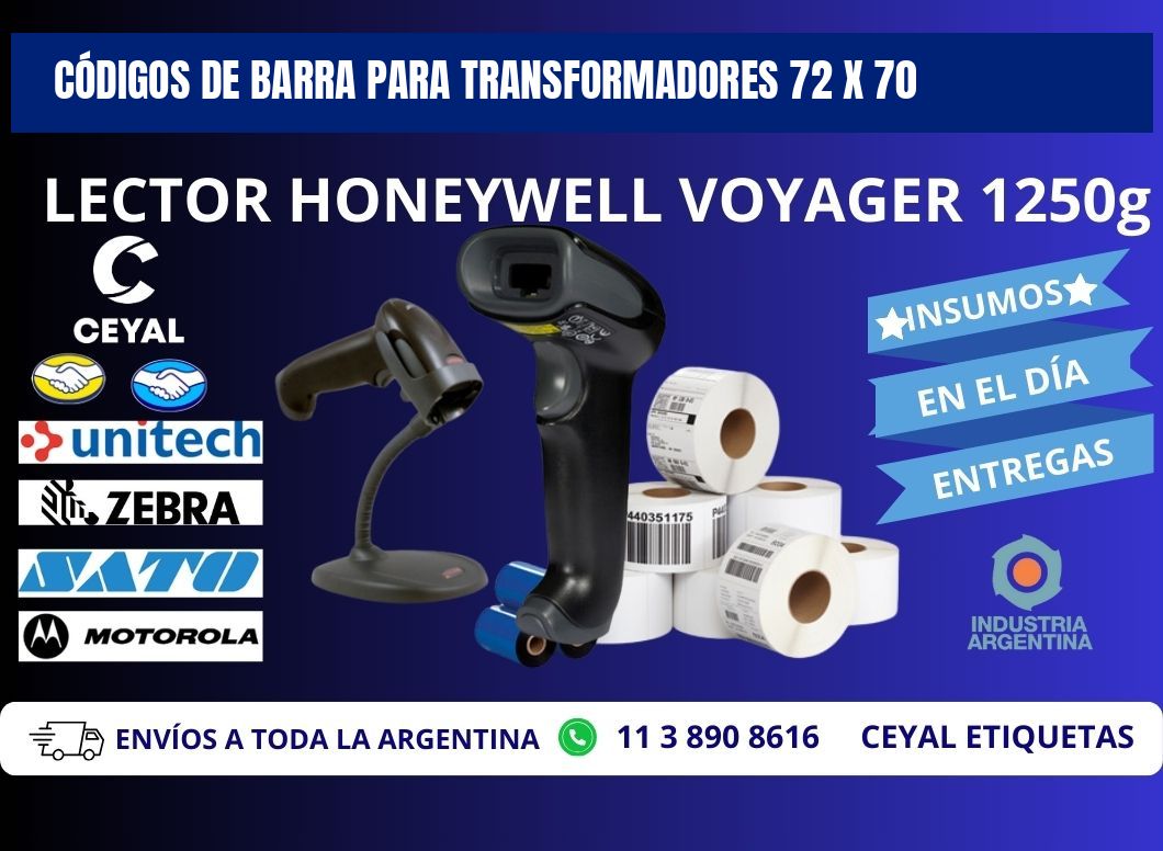 CÓDIGOS DE BARRA PARA TRANSFORMADORES 72 x 70