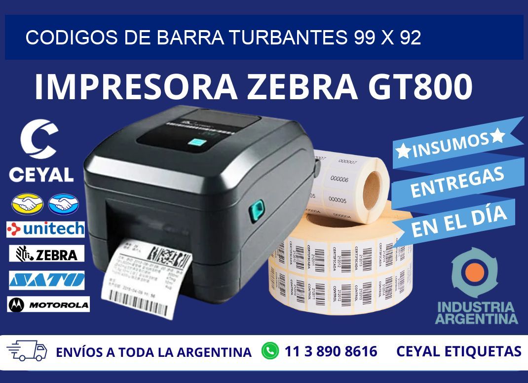 CODIGOS DE BARRA TURBANTES 99 x 92