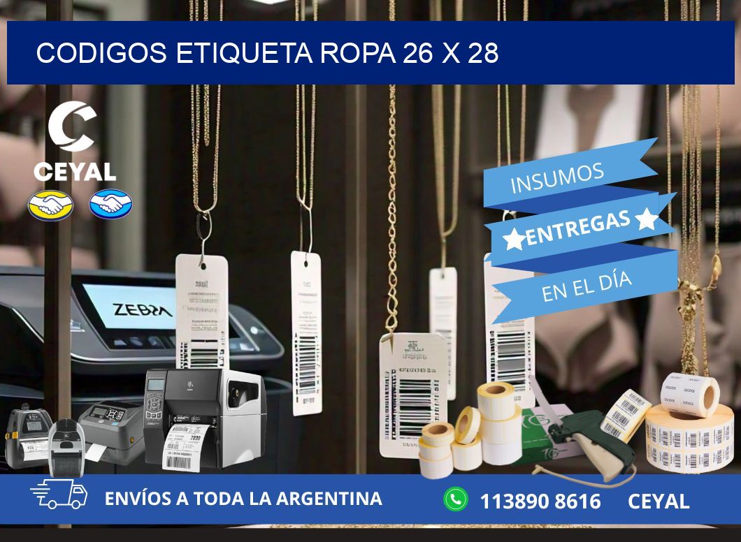 CODIGOS ETIQUETA ROPA 26 x 28