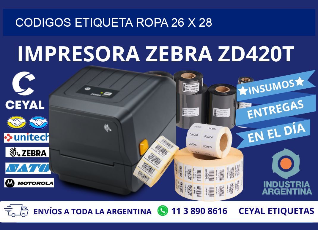 CODIGOS ETIQUETA ROPA 26 x 28