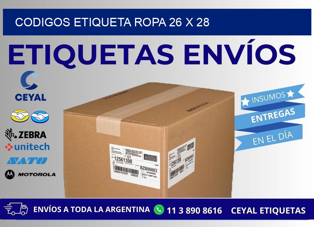 CODIGOS ETIQUETA ROPA 26 x 28