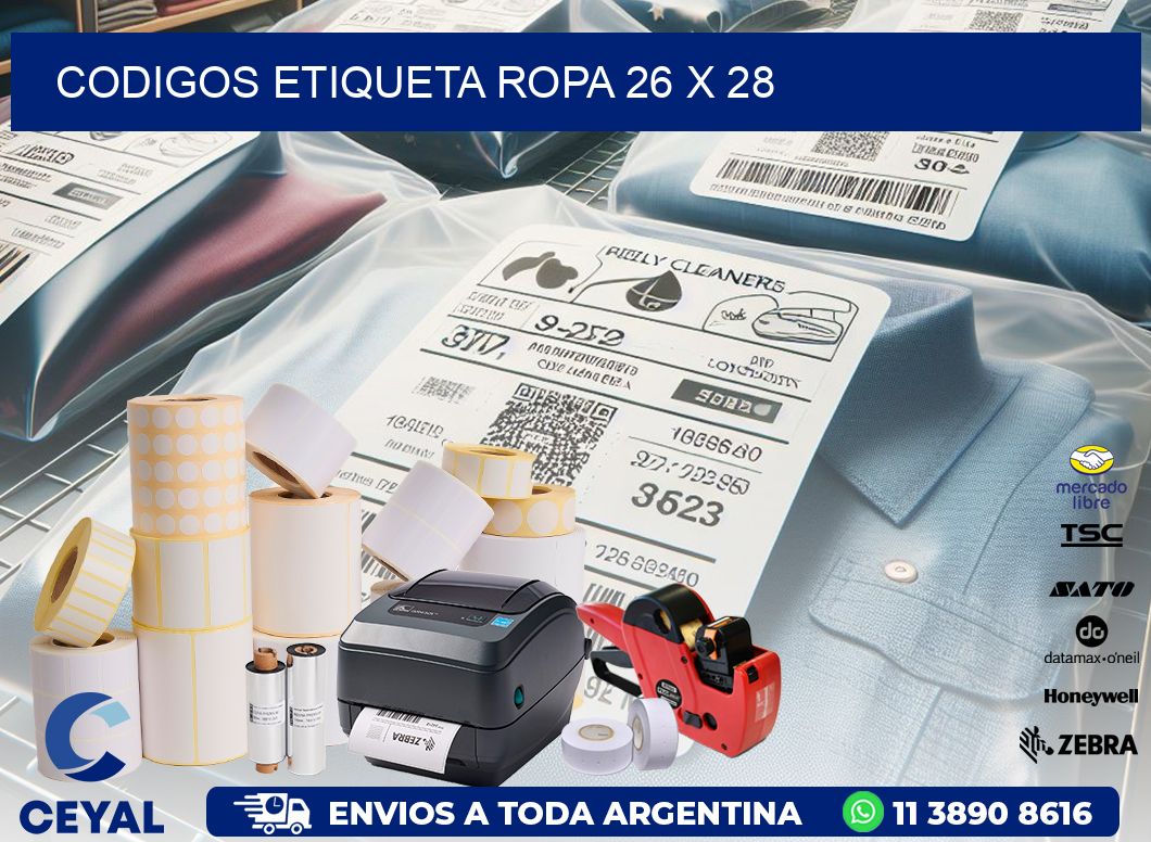 CODIGOS ETIQUETA ROPA 26 x 28