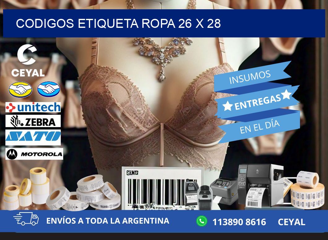 CODIGOS ETIQUETA ROPA 26 x 28