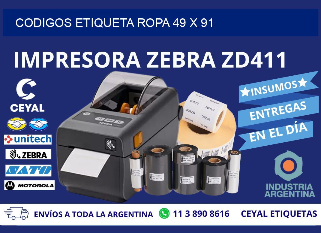 CODIGOS ETIQUETA ROPA 49 x 91