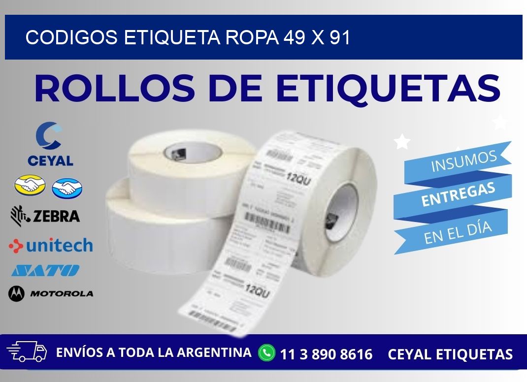 CODIGOS ETIQUETA ROPA 49 x 91