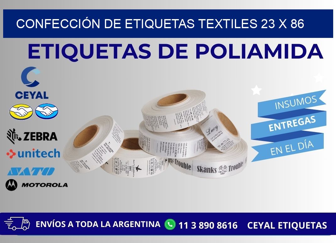 CONFECCIÓN DE ETIQUETAS TEXTILES 23 x 86