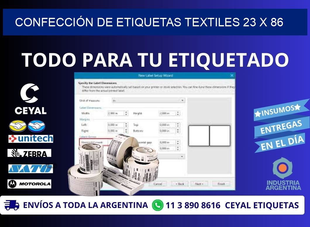 CONFECCIÓN DE ETIQUETAS TEXTILES 23 x 86