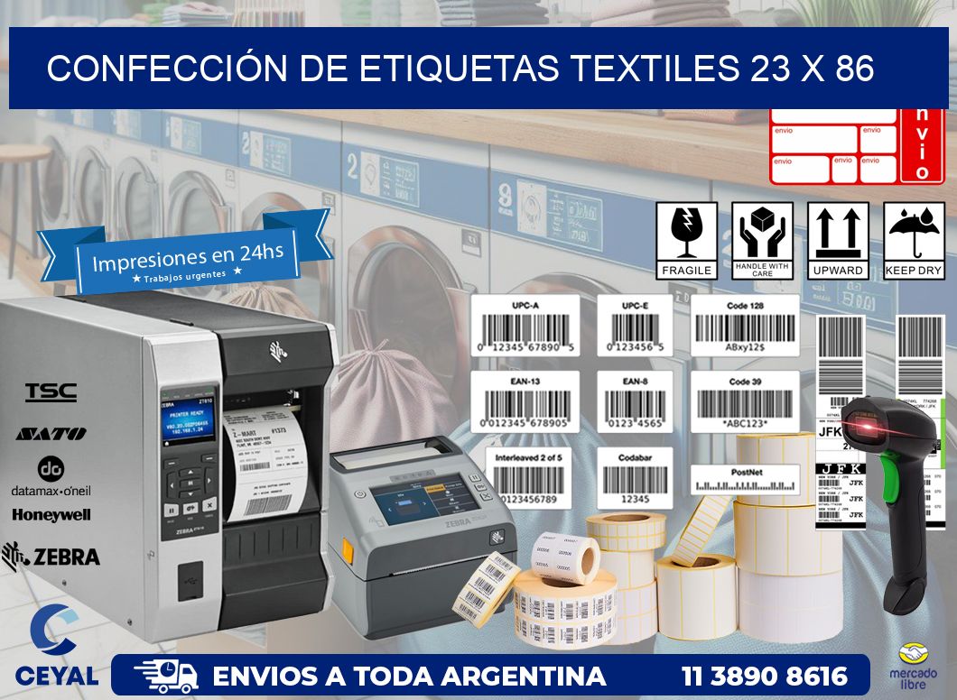 CONFECCIÓN DE ETIQUETAS TEXTILES 23 x 86