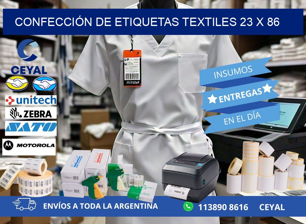 CONFECCIÓN DE ETIQUETAS TEXTILES 23 x 86