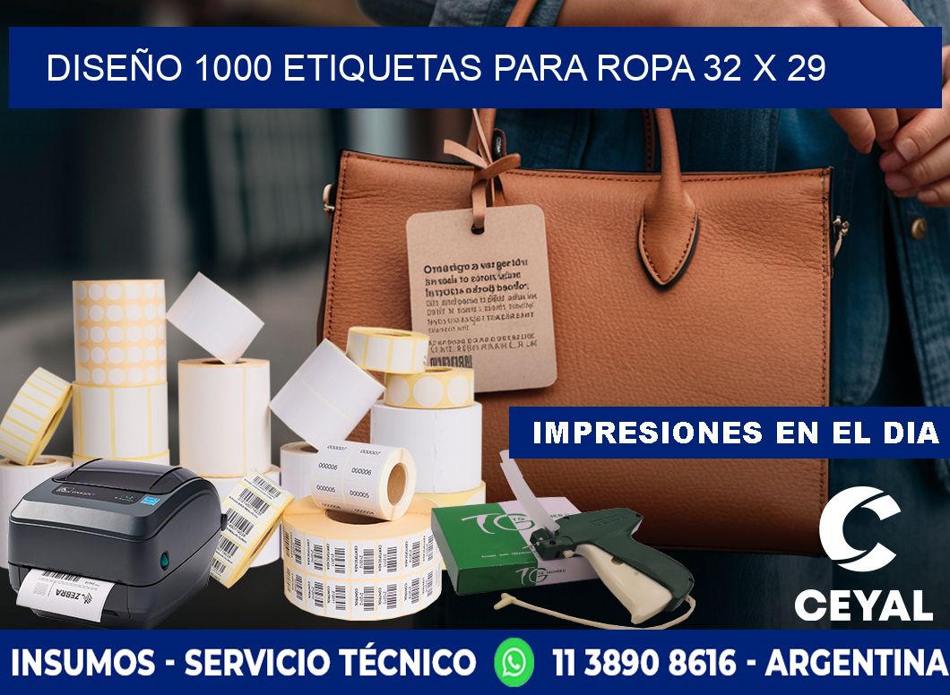 DISEÑO 1000 ETIQUETAS PARA ROPA 32 x 29