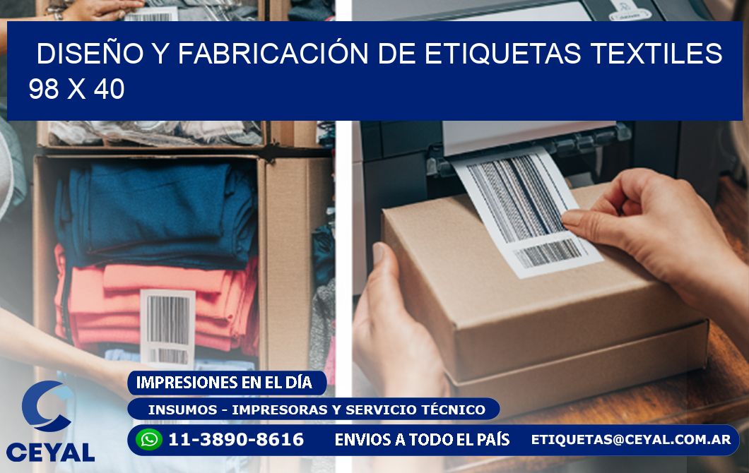 DISEÑO Y FABRICACIÓN DE ETIQUETAS TEXTILES 98 x 40