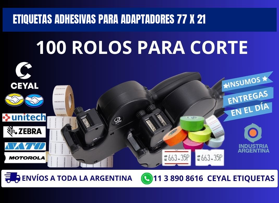 ETIQUETAS ADHESIVAS PARA ADAPTADORES 77 x 21