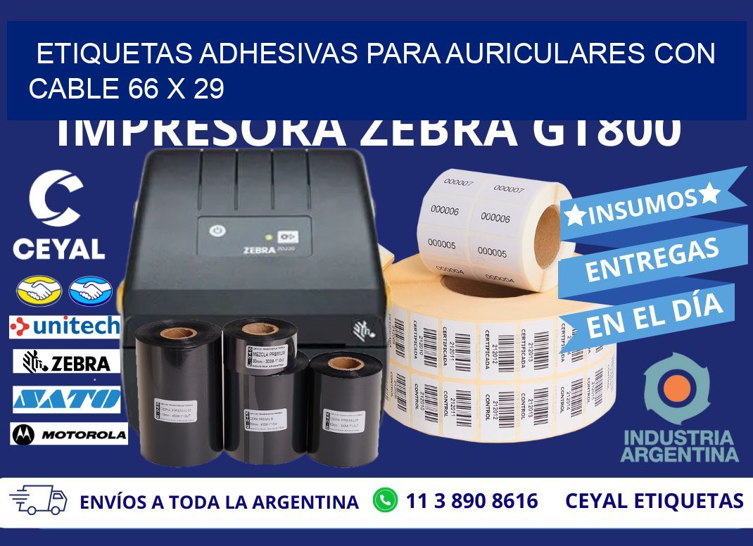 ETIQUETAS ADHESIVAS PARA AURICULARES CON CABLE 66 x 29