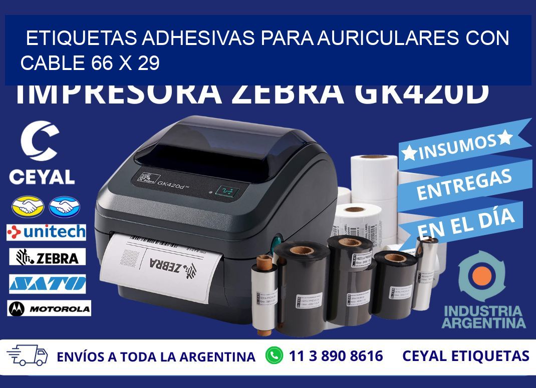ETIQUETAS ADHESIVAS PARA AURICULARES CON CABLE 66 x 29