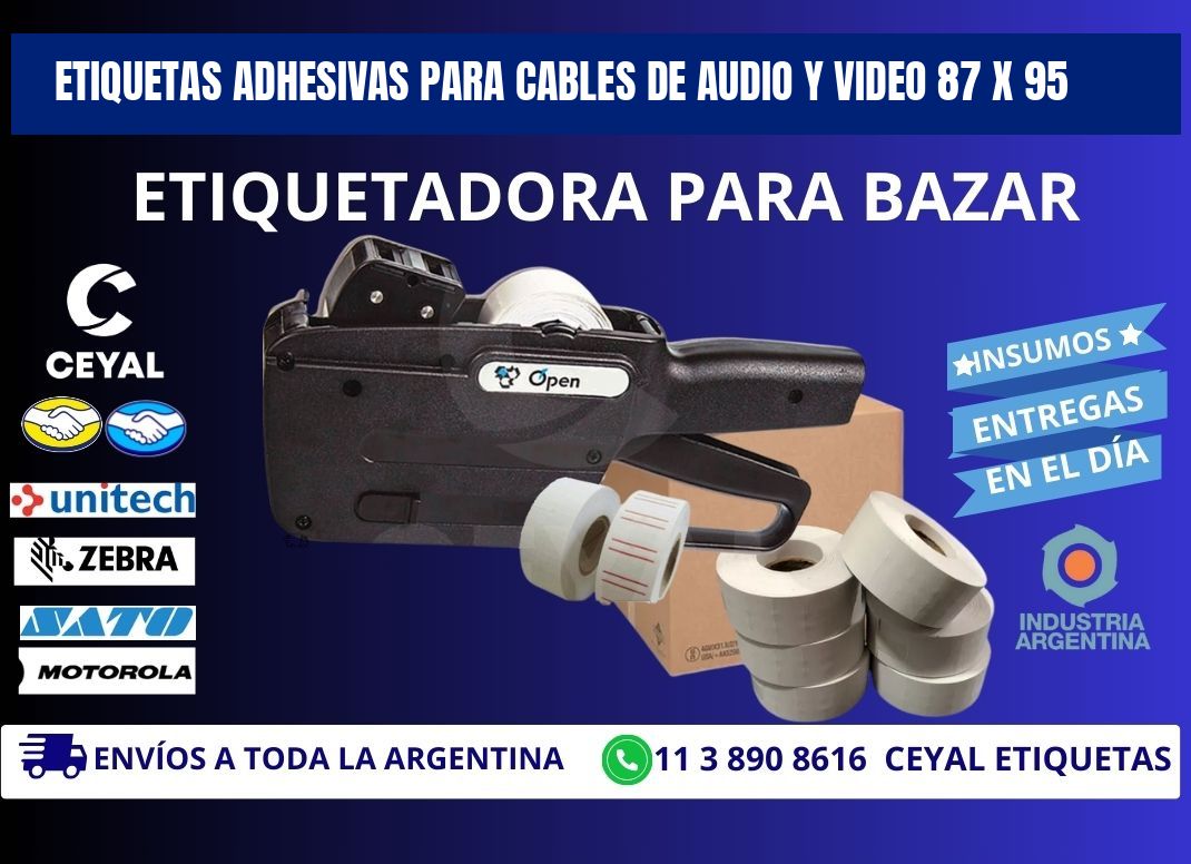 ETIQUETAS ADHESIVAS PARA CABLES DE AUDIO Y VIDEO 87 x 95