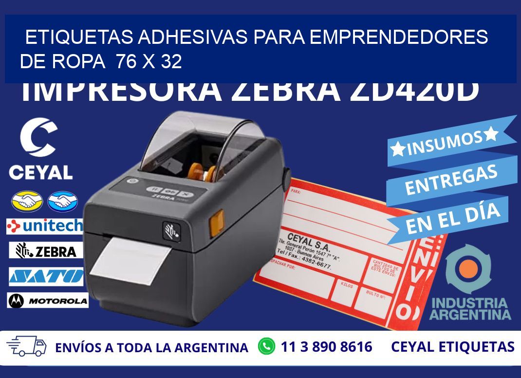 ETIQUETAS ADHESIVAS PARA EMPRENDEDORES DE ROPA  76 x 32