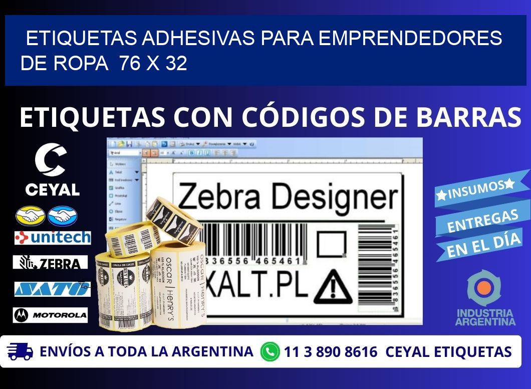 ETIQUETAS ADHESIVAS PARA EMPRENDEDORES DE ROPA  76 x 32
