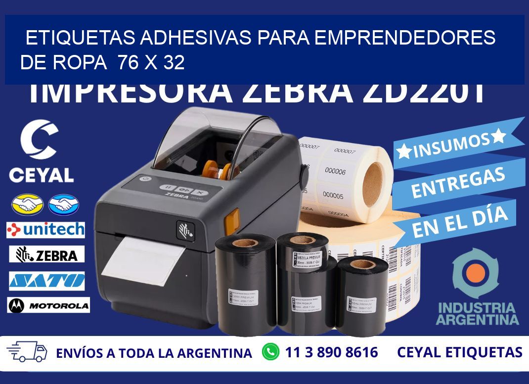 ETIQUETAS ADHESIVAS PARA EMPRENDEDORES DE ROPA  76 x 32