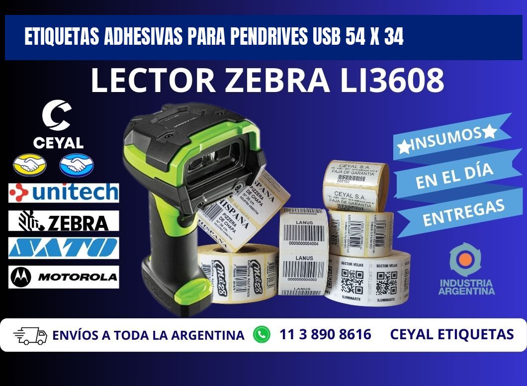 ETIQUETAS ADHESIVAS PARA PENDRIVES USB 54 x 34