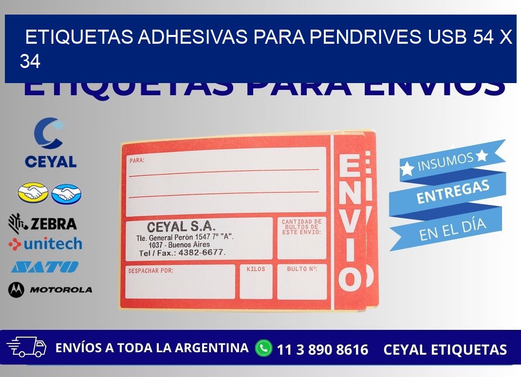 ETIQUETAS ADHESIVAS PARA PENDRIVES USB 54 x 34