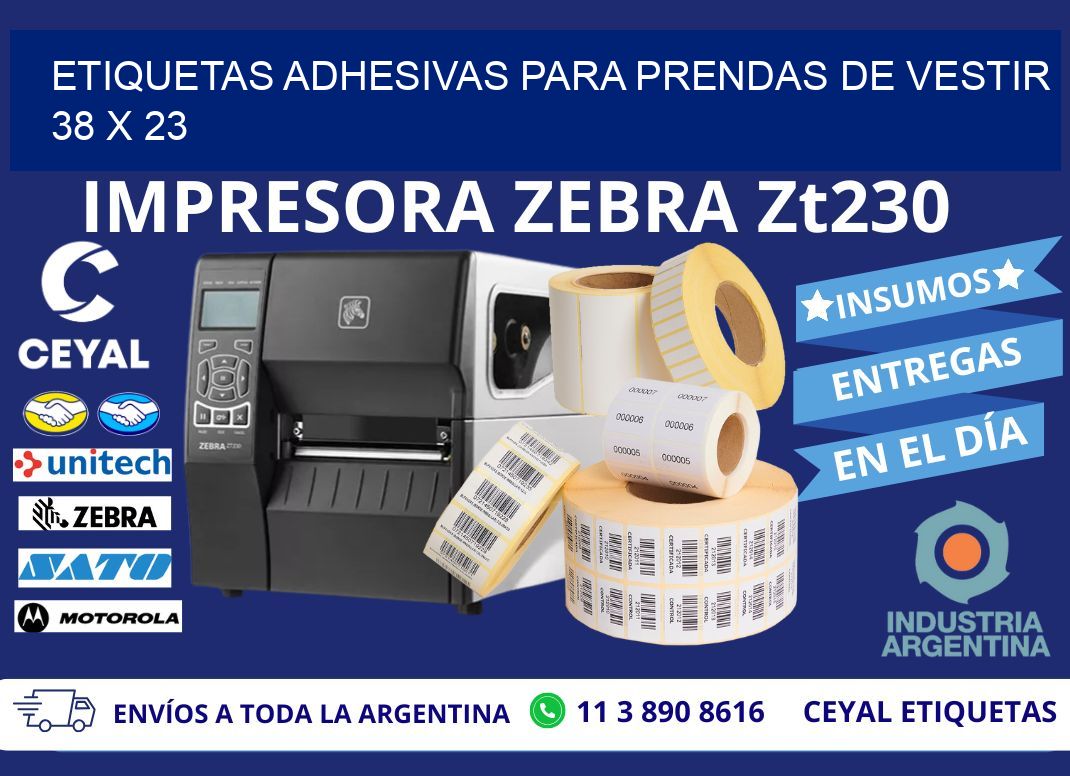 ETIQUETAS ADHESIVAS PARA PRENDAS DE VESTIR  38 x 23