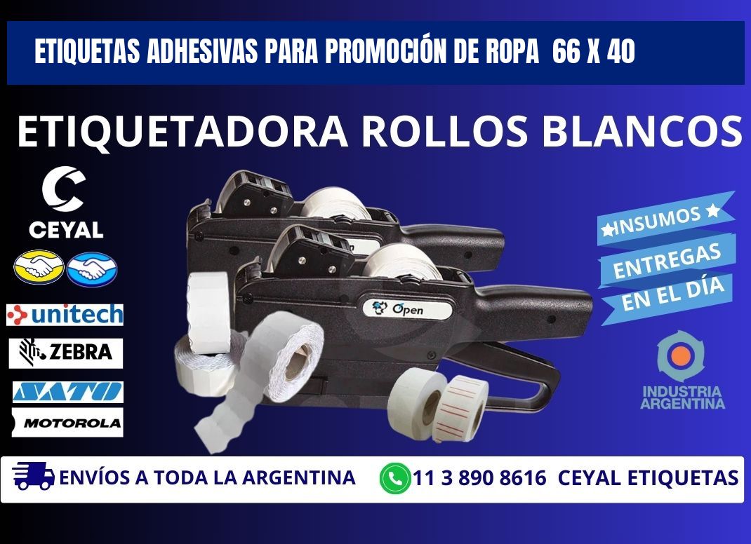 ETIQUETAS ADHESIVAS PARA PROMOCIÓN DE ROPA  66 x 40