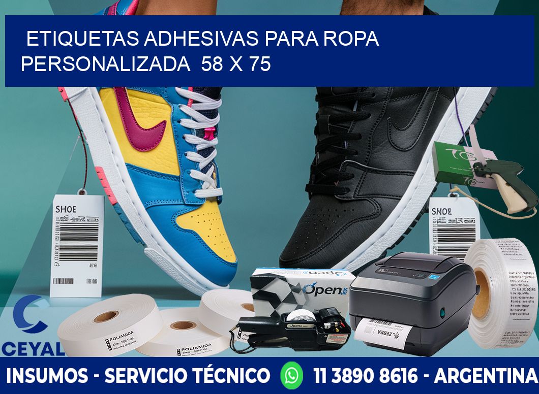 ETIQUETAS ADHESIVAS PARA ROPA PERSONALIZADA  58 x 75