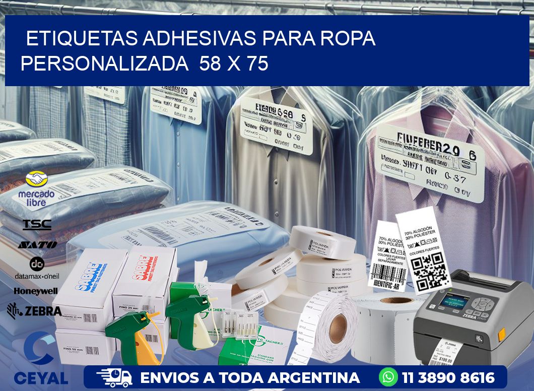 ETIQUETAS ADHESIVAS PARA ROPA PERSONALIZADA  58 x 75