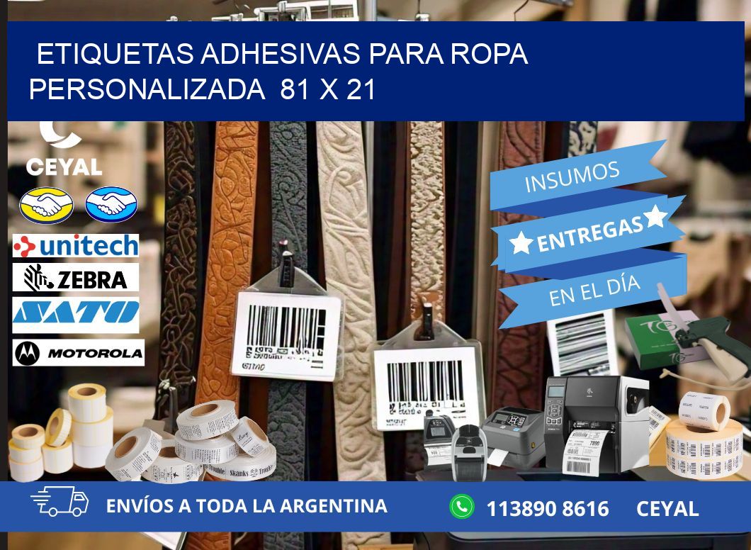 ETIQUETAS ADHESIVAS PARA ROPA PERSONALIZADA  81 x 21