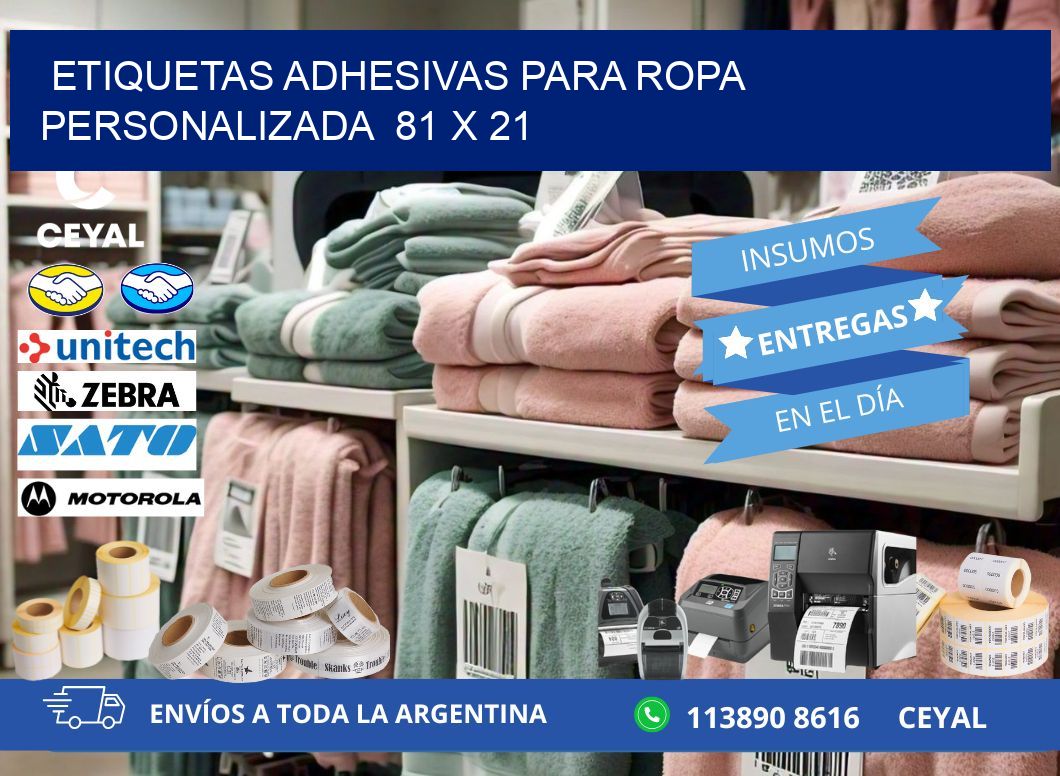 ETIQUETAS ADHESIVAS PARA ROPA PERSONALIZADA  81 x 21