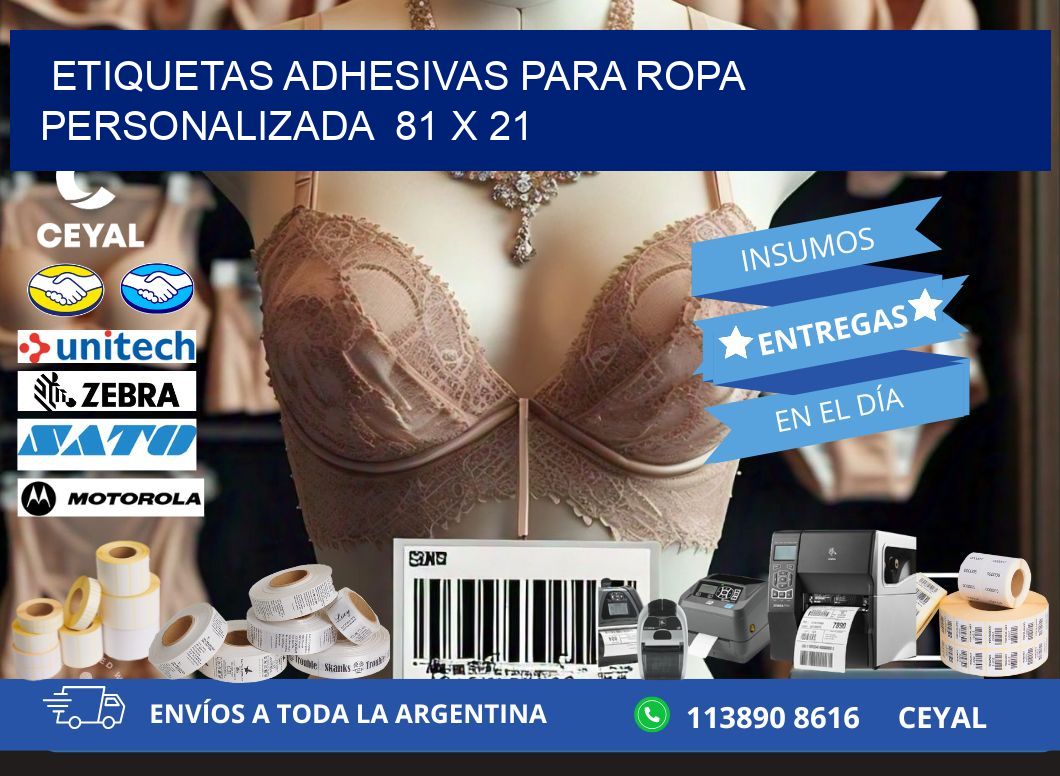 ETIQUETAS ADHESIVAS PARA ROPA PERSONALIZADA  81 x 21