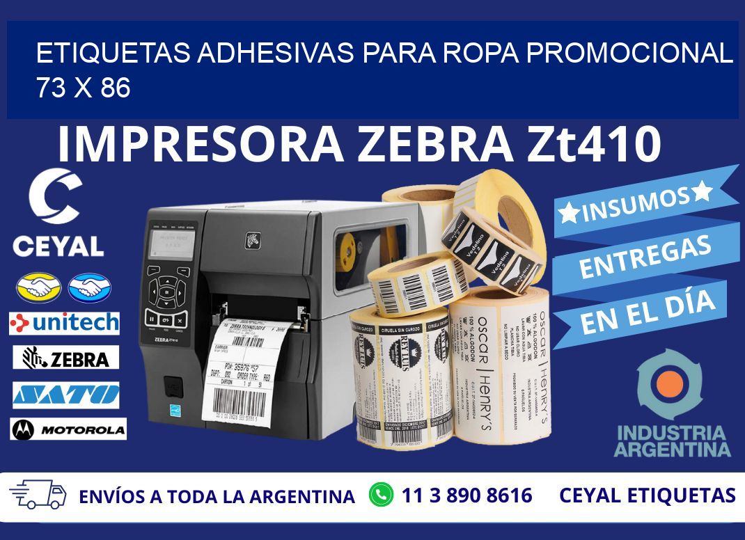 ETIQUETAS ADHESIVAS PARA ROPA PROMOCIONAL  73 x 86