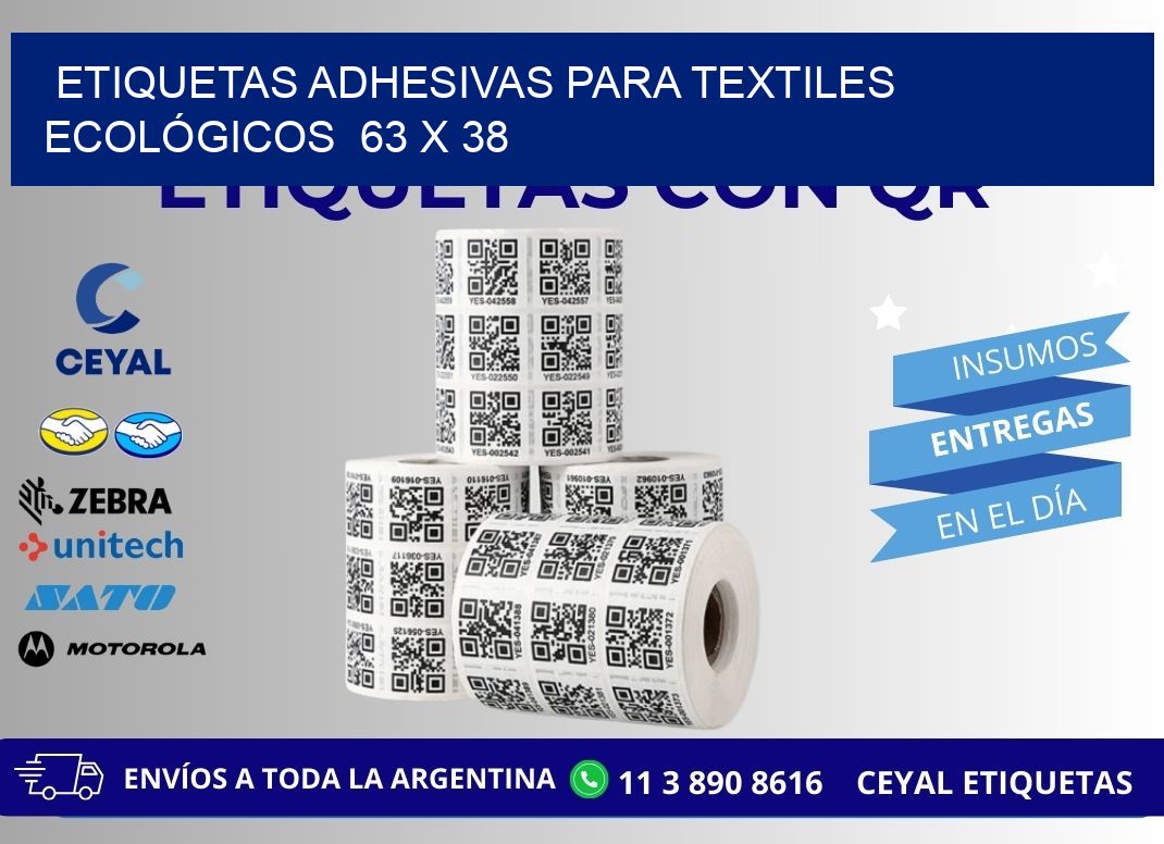 ETIQUETAS ADHESIVAS PARA TEXTILES ECOLÓGICOS  63 x 38