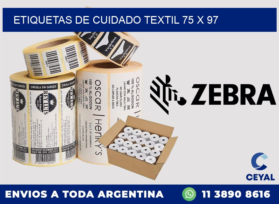 ETIQUETAS DE CUIDADO TEXTIL 75 x 97