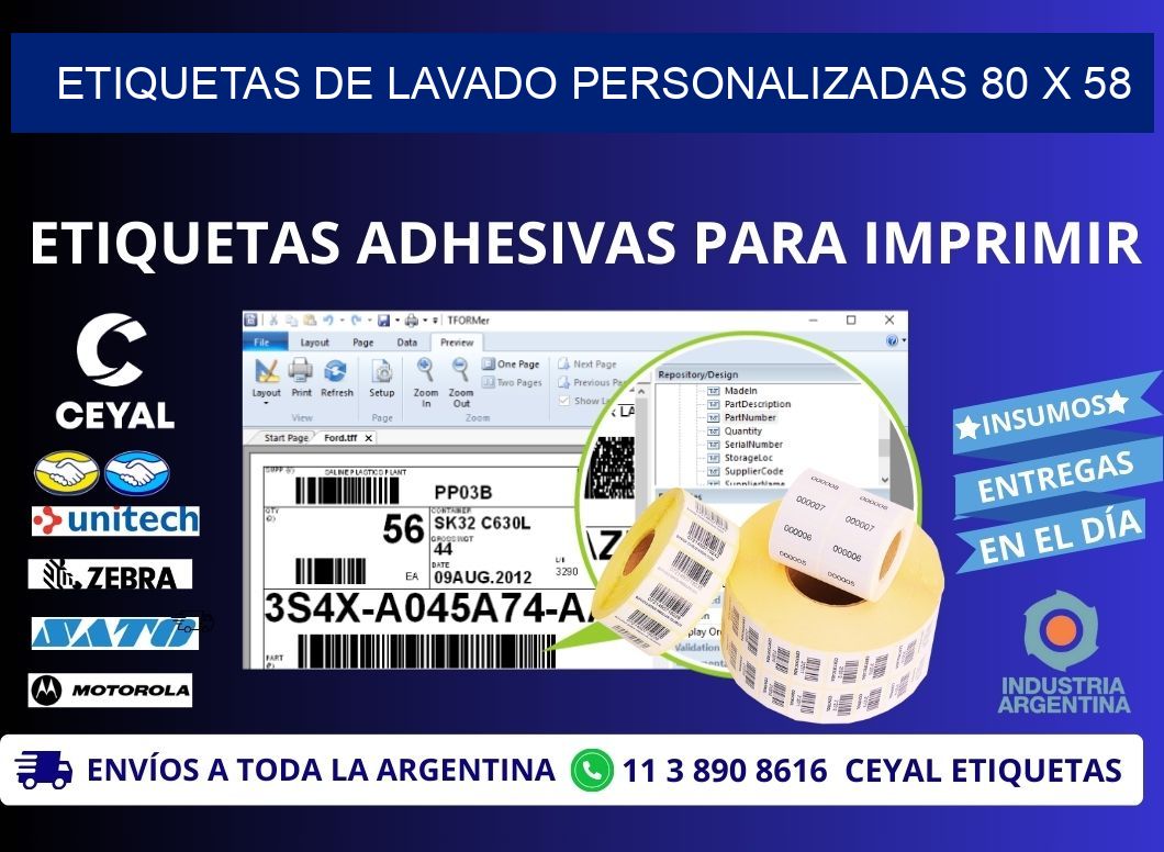 ETIQUETAS DE LAVADO PERSONALIZADAS 80 x 58