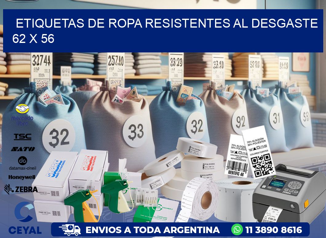 ETIQUETAS DE ROPA RESISTENTES AL DESGASTE 62 x 56