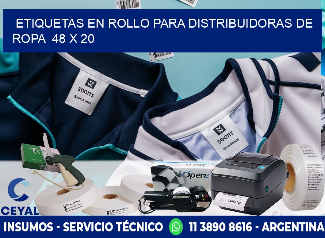 ETIQUETAS EN ROLLO PARA DISTRIBUIDORAS DE ROPA  48 x 20