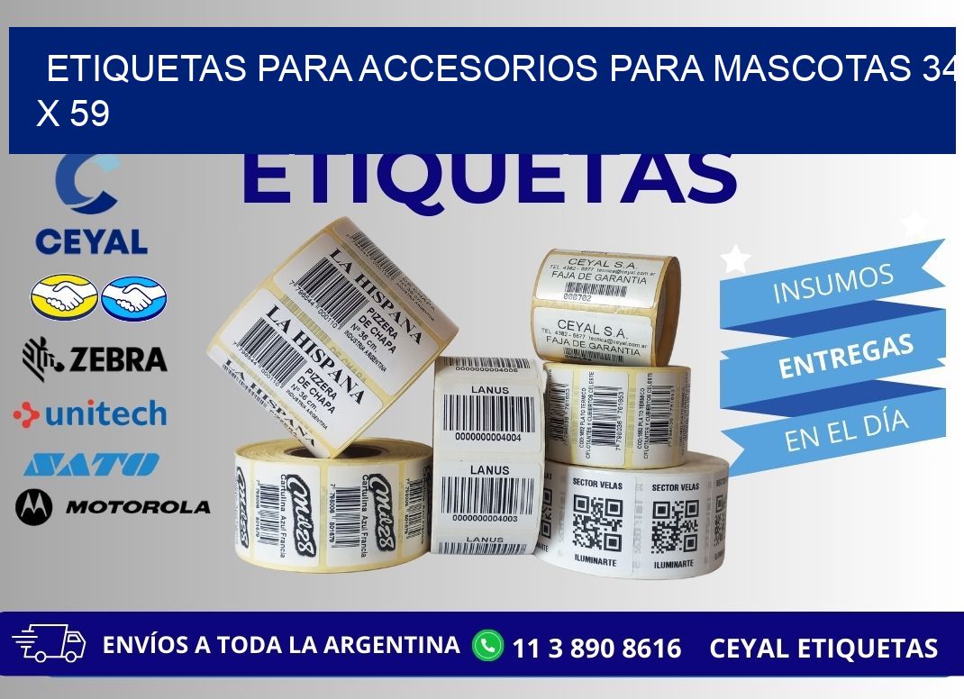 ETIQUETAS PARA ACCESORIOS PARA MASCOTAS 34 x 59